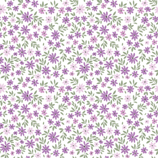 Popelín smet. bílý Fialové kytičky