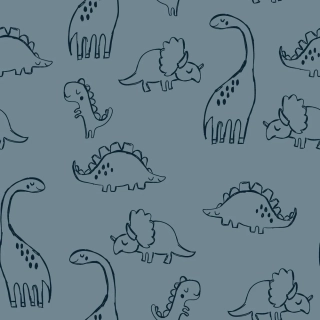 Teplákovina ocelově modrá Dino obrysy